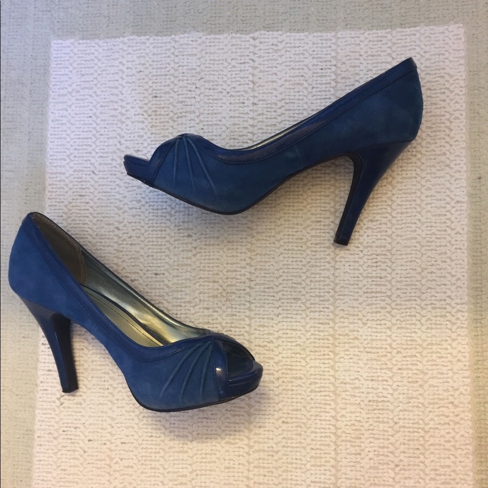 Open Toe Blue High Heel Shoes